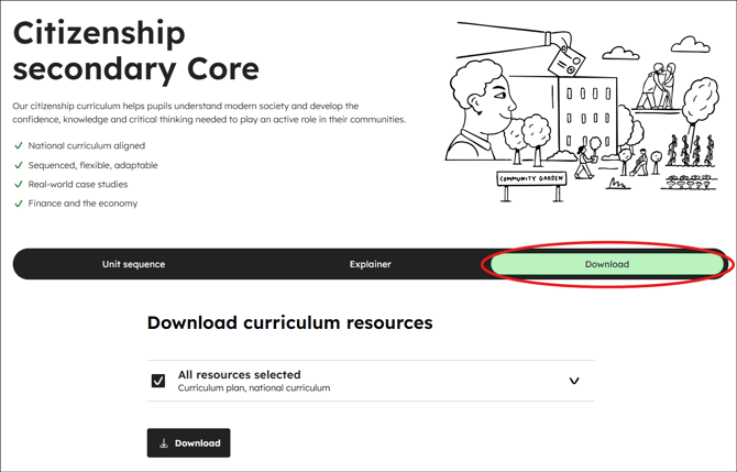 Citizenship secondary core curriculum download tab