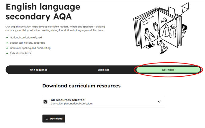 English language secondary aqa curriculum download tab