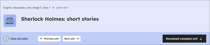 Example of the download unit button placement on unit page - Sherlock Holmes: short stories
