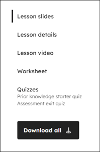 Video and audio clips navigation position in the side navigation bar on a lesson page.