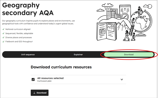 Geography secondary aqa curriculum download tab