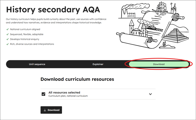 History secondary aqa curriculum download tab