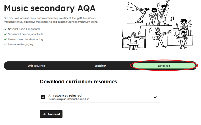 Music secondary aqa curriculum download tab