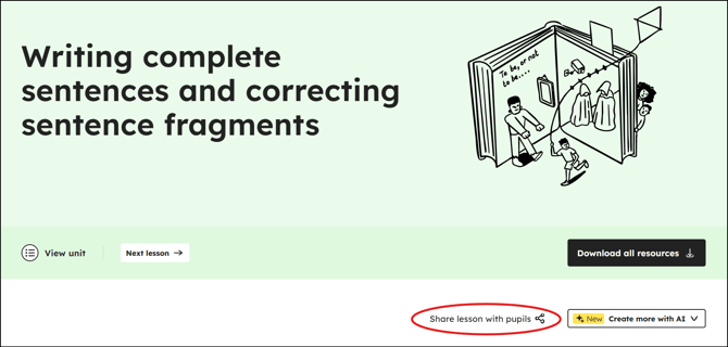 Share lesson with pupils link location