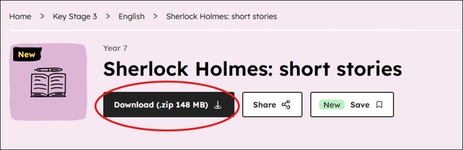 The top of a unit page showing the Download .zip button