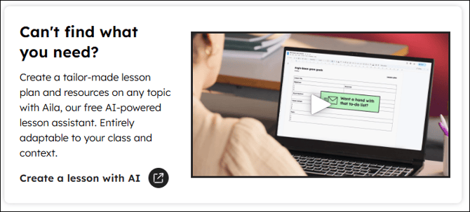 Create a lesson with AI message
