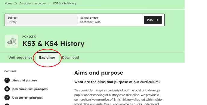 curriculum explainer location history