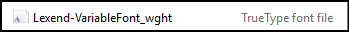 An example of what the downloaded font file looks like with wordingLexend-VariableFont_wght TrueType font file
