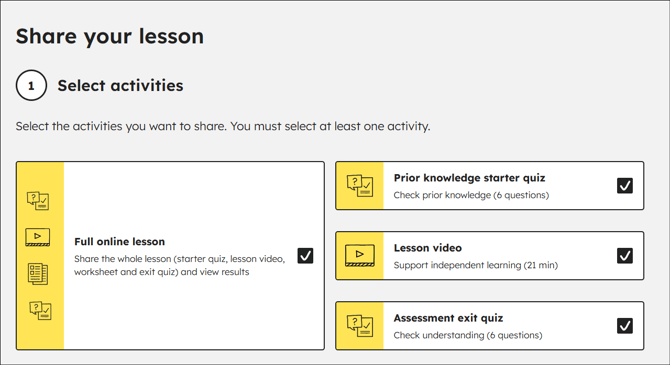 Lesson activities you can share with pupils - full online lesson, prior knowledge starter quiz, lesson video, assessment exit quiz.
