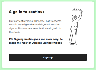 Sign up message on a lesson page